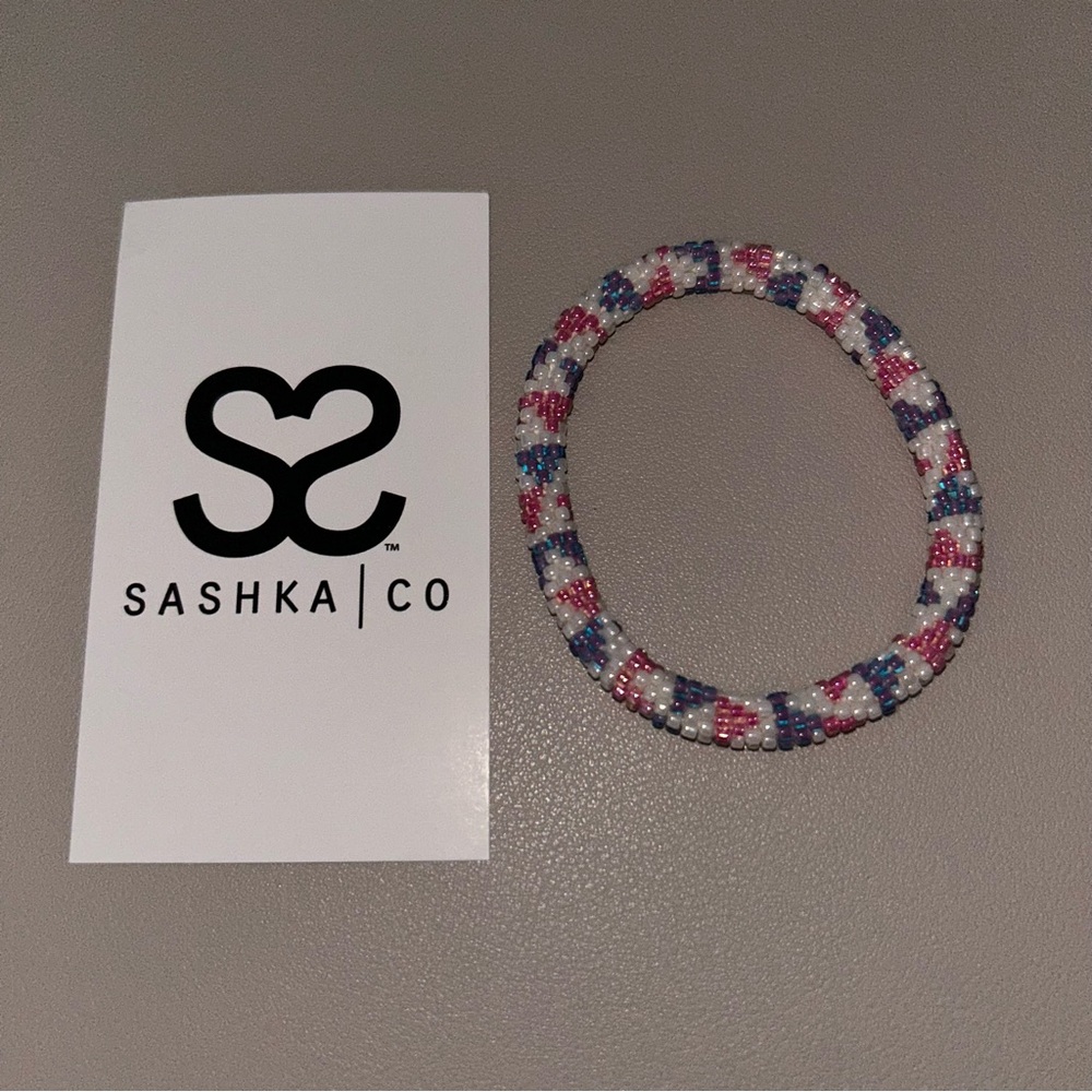 Sashka Co. Beaded Bracelet Pink And Purple NEW